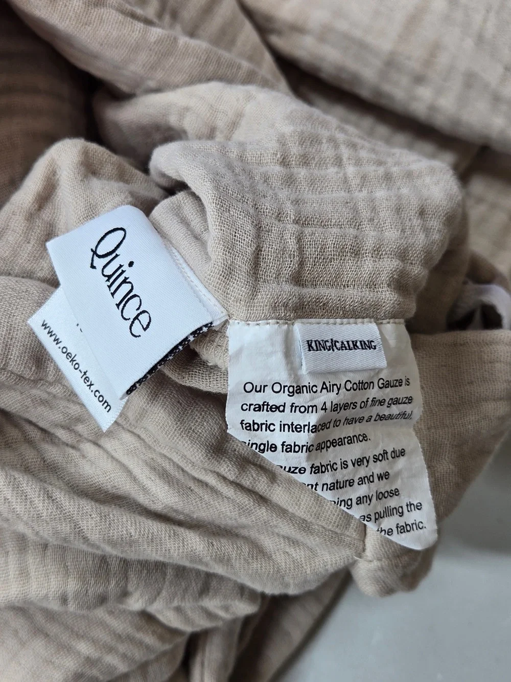 NWT QUINCE Organic Cotton Gauze Duvet Cover Set King/Cal King Dune 9285